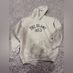 Champion Kids Light Gray Hoodie with Fire Island Print